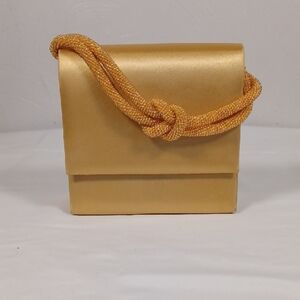 Valerie Stevens Gold Foldover Evening Bag With Crossbody Strap